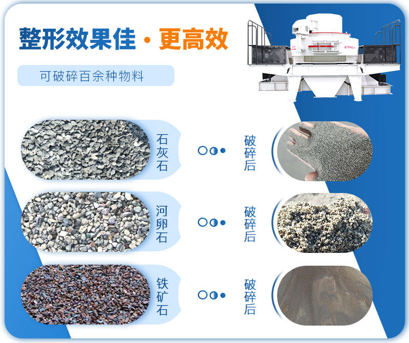 制砂機成品粒度多樣化，各種石料都不怕